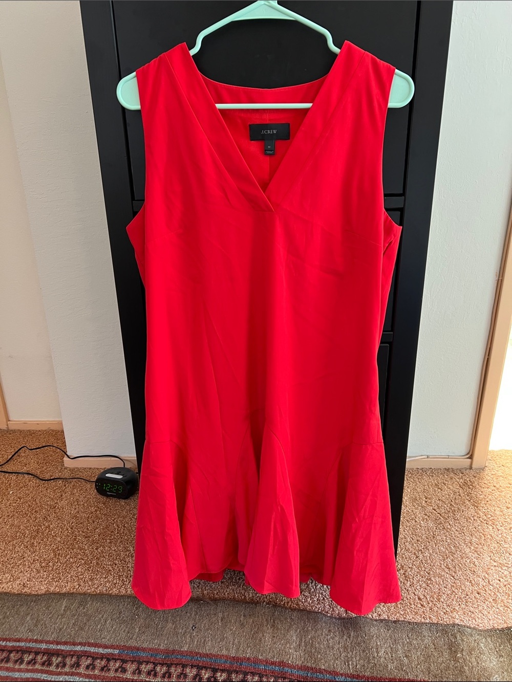 J. Crew Vibrant Red Sleeveless V-Neck Flare Dress